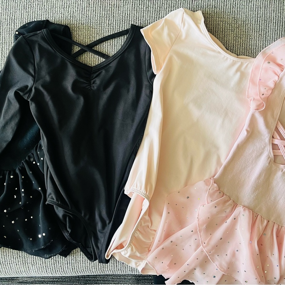 Black and Pink Ballet Leotards with Skirts